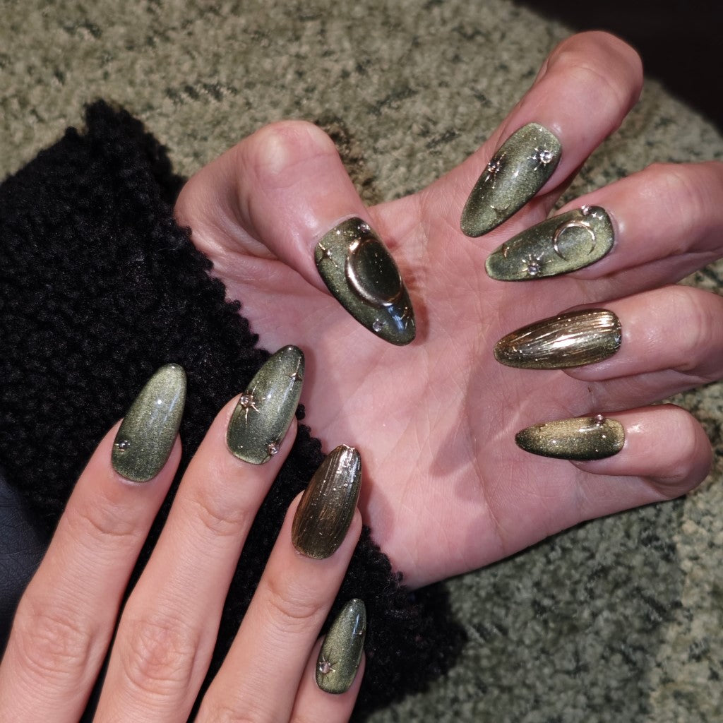 Celestial Forest Glow Handmade Press On Nails - Arcanus Nails