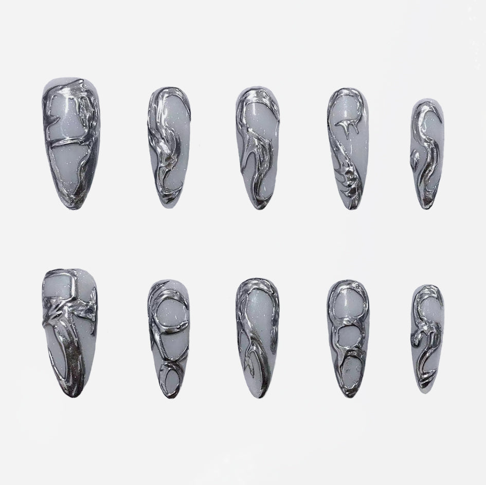 Liquid Chrome Mirage Handmade Press On Nails - Arcanus Nails
