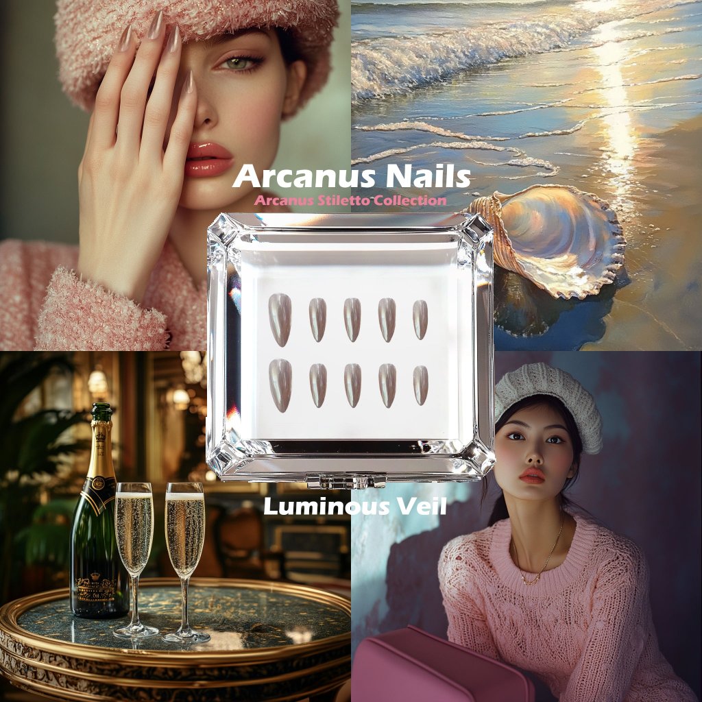 Luminous Veil Handmade Press On Nails - Arcanus Nails
