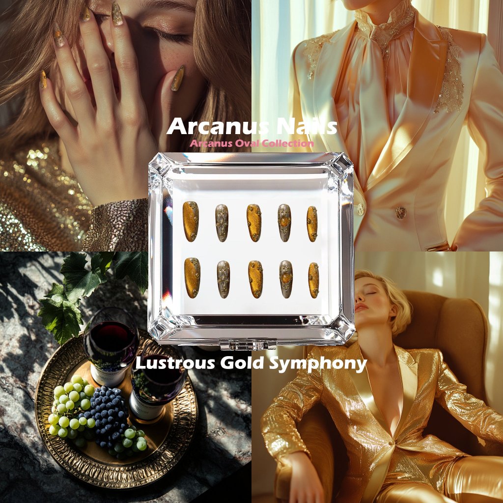 Lustrous Gold Symphony Handmade Press On Nails - Arcanus Nails