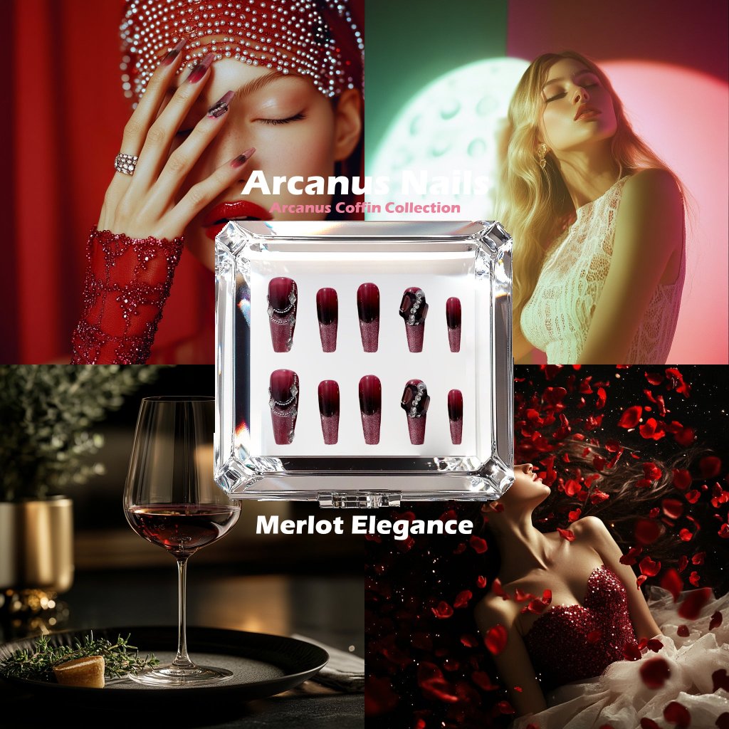 Merlot Elegance Handmade Press On Nails - Arcanus Nails