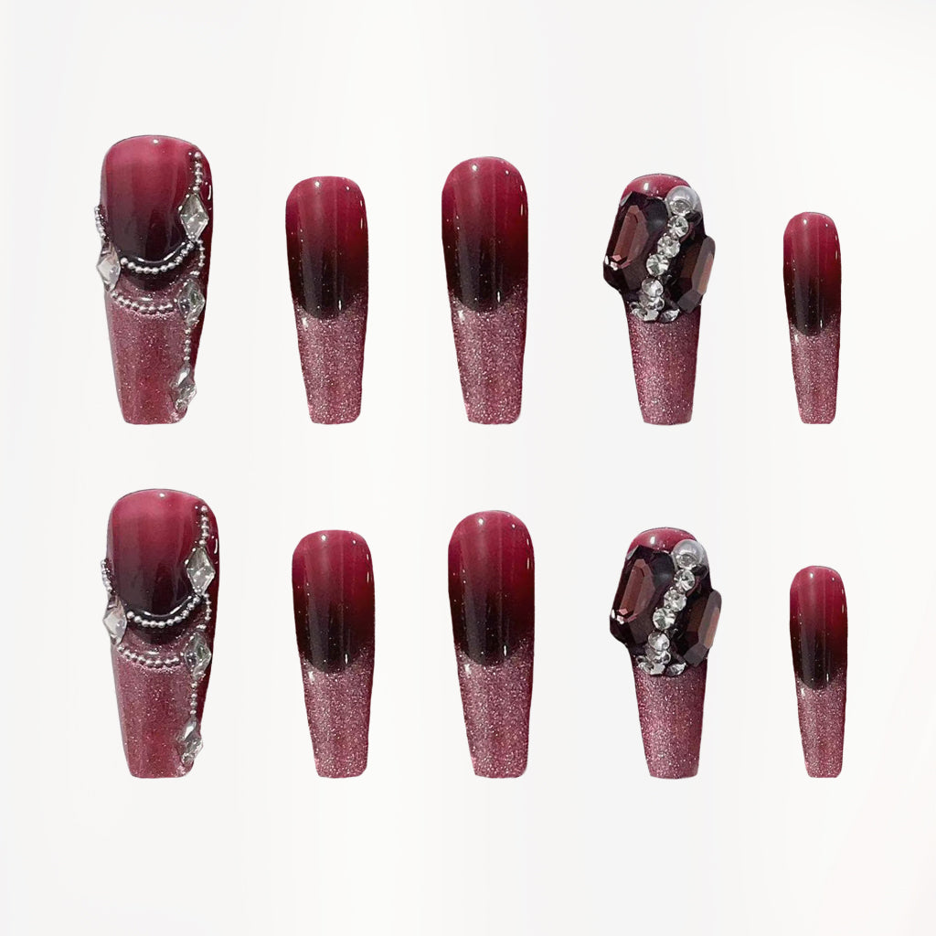 Merlot Elegance Handmade Press On Nails - Arcanus Nails