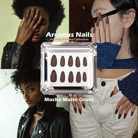 Mocha Matte Grace Handmade Press On Nails - Arcanus Nails