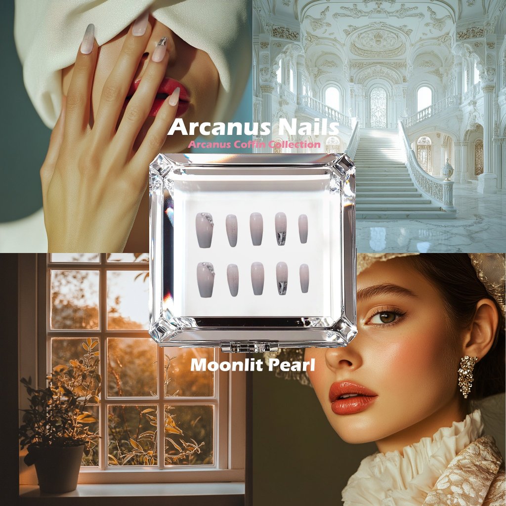 Moonlit Pearl Handmade Press On Nails - Arcanus Nails