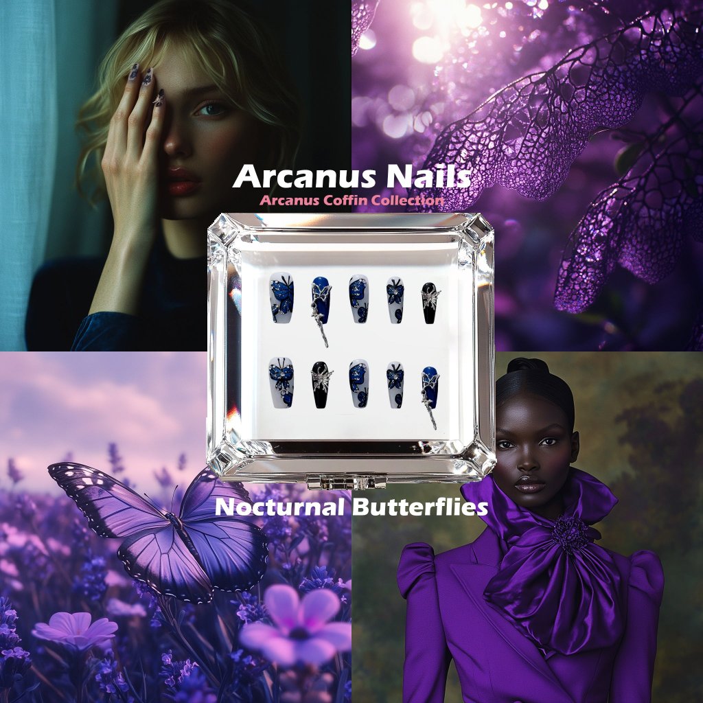 Nocturnal Butterflies Handmade Press On Nails - Arcanus Nails