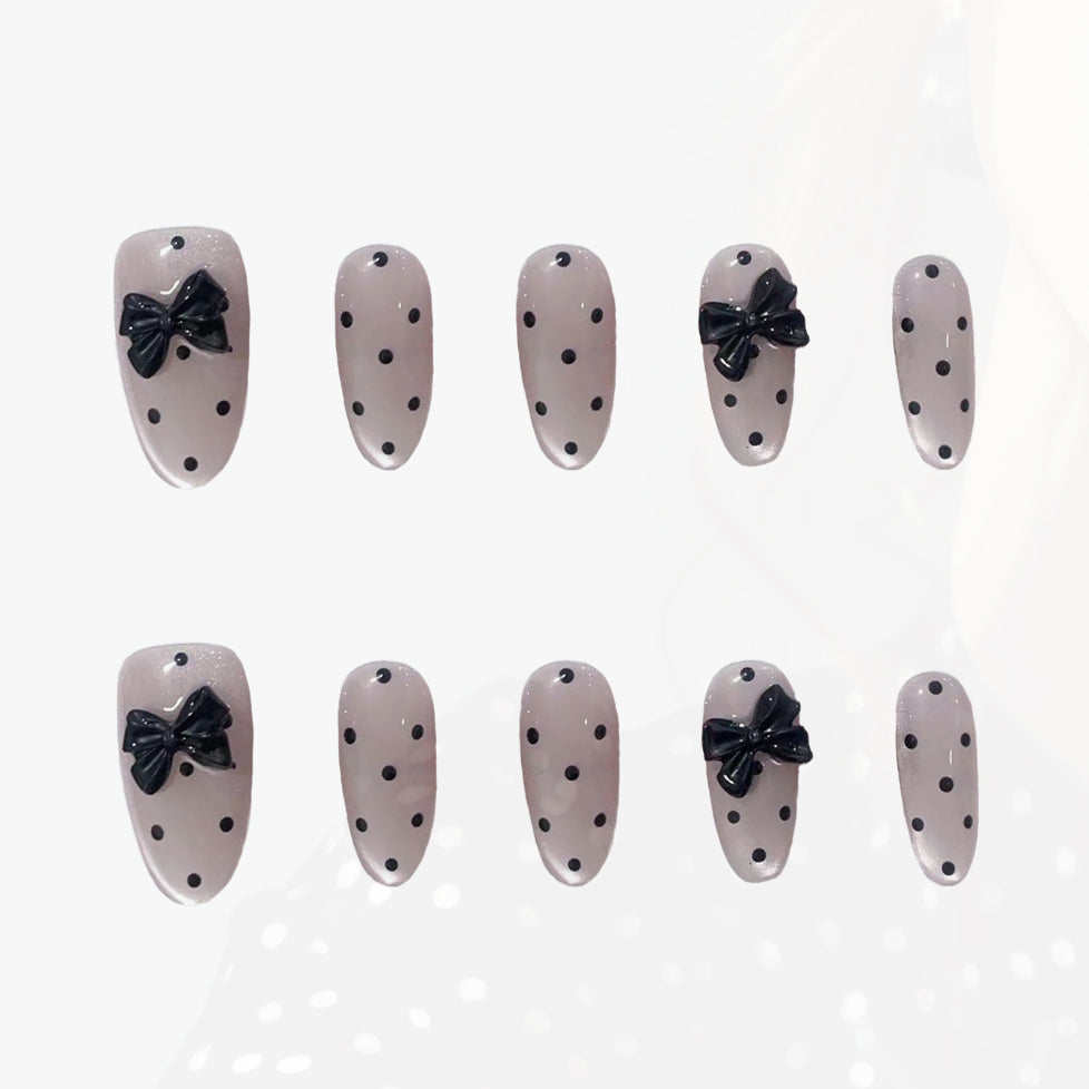 Parisian Polka Elegance Handmade Press On Nails - Arcanus Nails