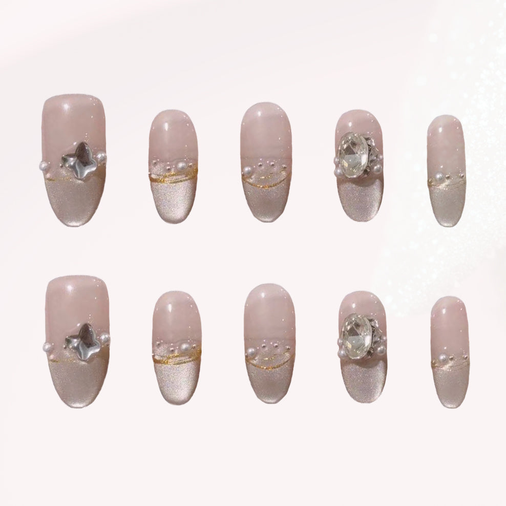 Pearl Stardust Handmade Press On Nails - Arcanus Nails