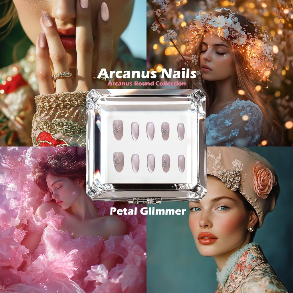 Petal Glimmer Handmade Press On Nails - Arcanus Nails