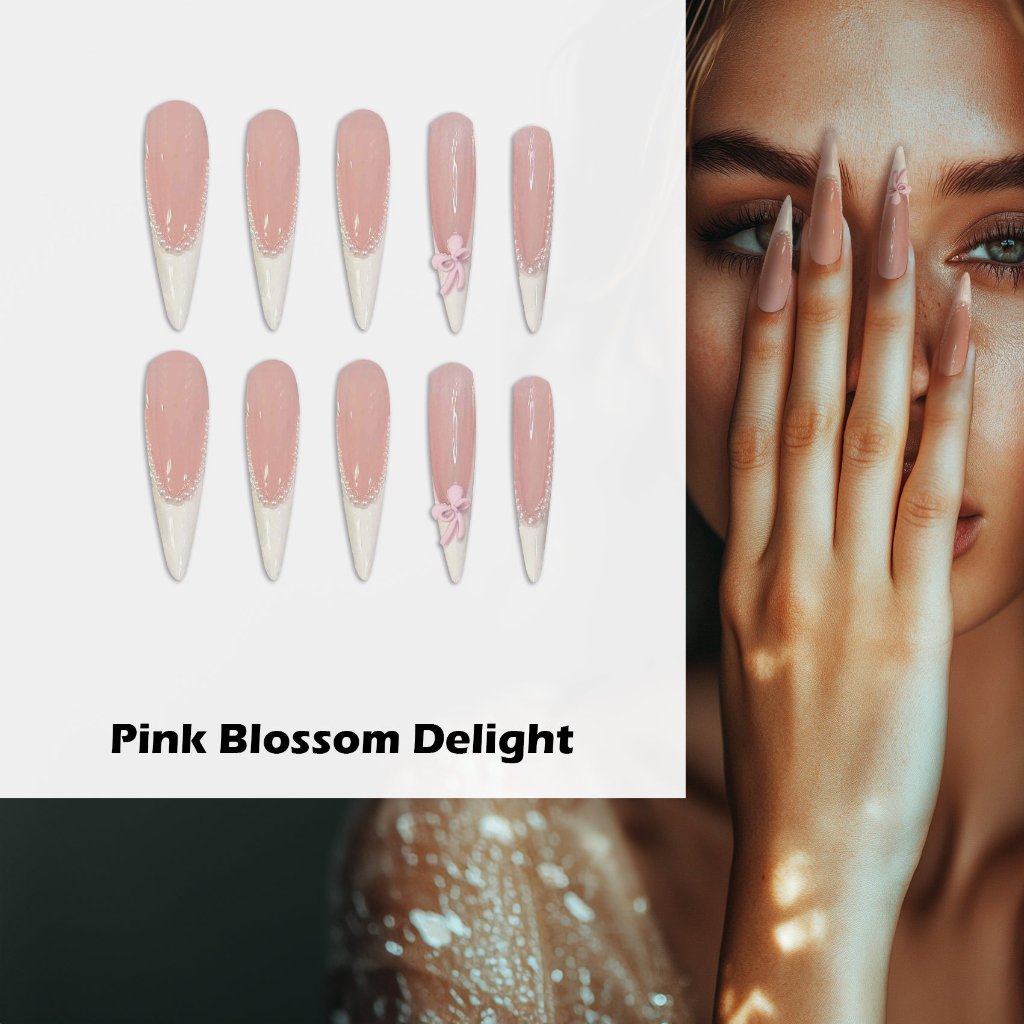 Pink Blossom Delight Handmade Press On Nails - Arcanus Nails