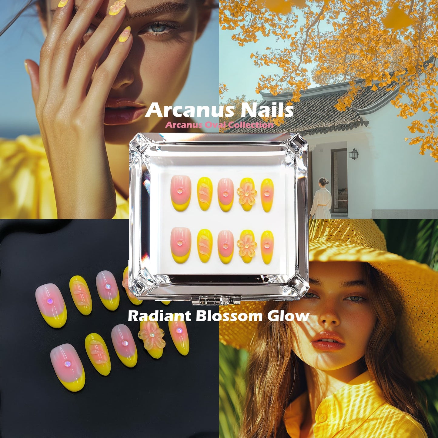 Radiant Blossom Glow Handmade Press On Nails - Arcanus Nails