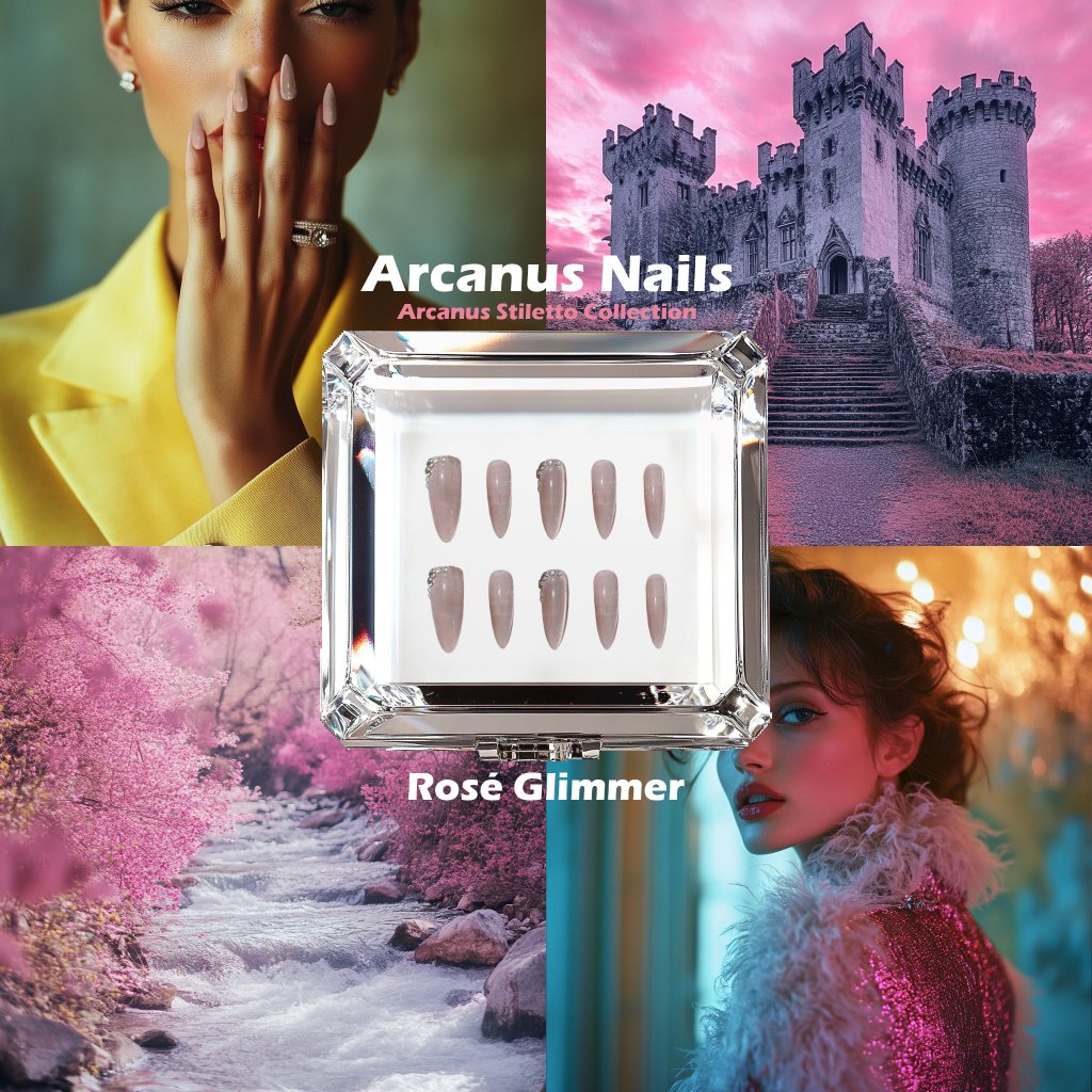 Rosé Glimmer Handmade Press On Nails - Arcanus Nails
