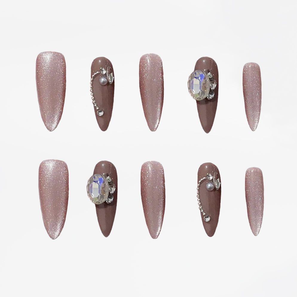 Rosewood Glamour Handmade Press On Nails - Arcanus Nails