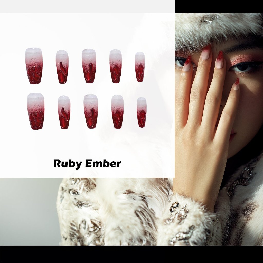 Ruby Ember Handmade Press On Nails - Arcanus Nails