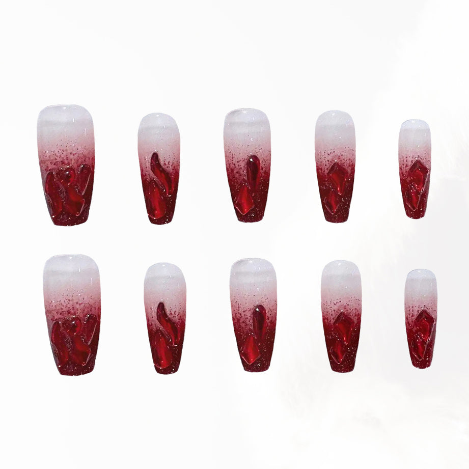 Ruby Ember Handmade Press On Nails - Arcanus Nails
