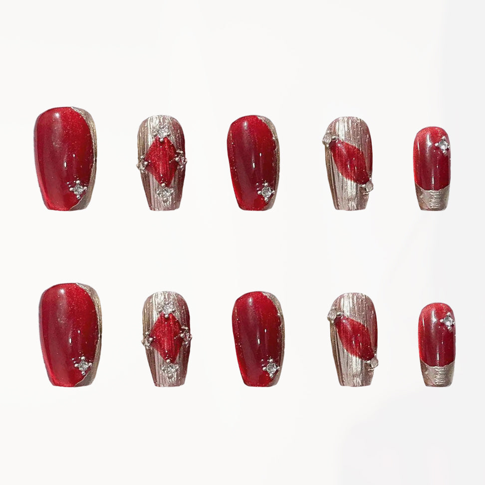 Ruby Radiance Handmade Press On Nails - Arcanus Nails