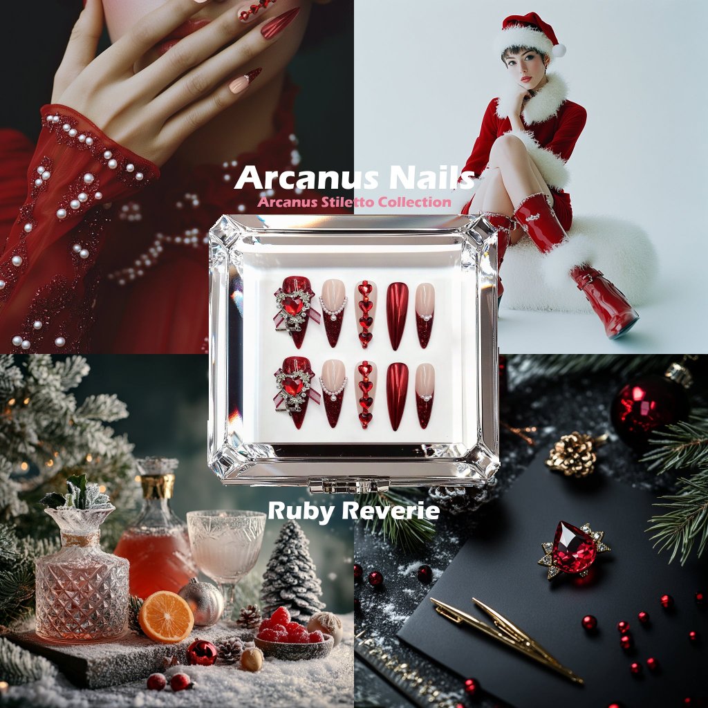 Ruby Reverie Handmade Press On Nails - Arcanus Nails