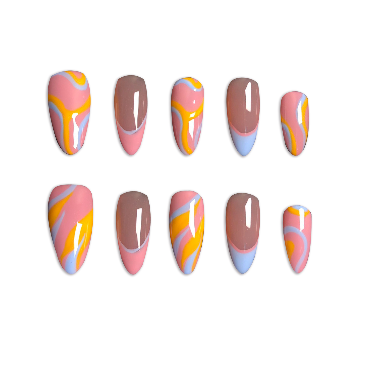 Pastel Swirl Delight Handmade Press On Nails - Arcanus Nails