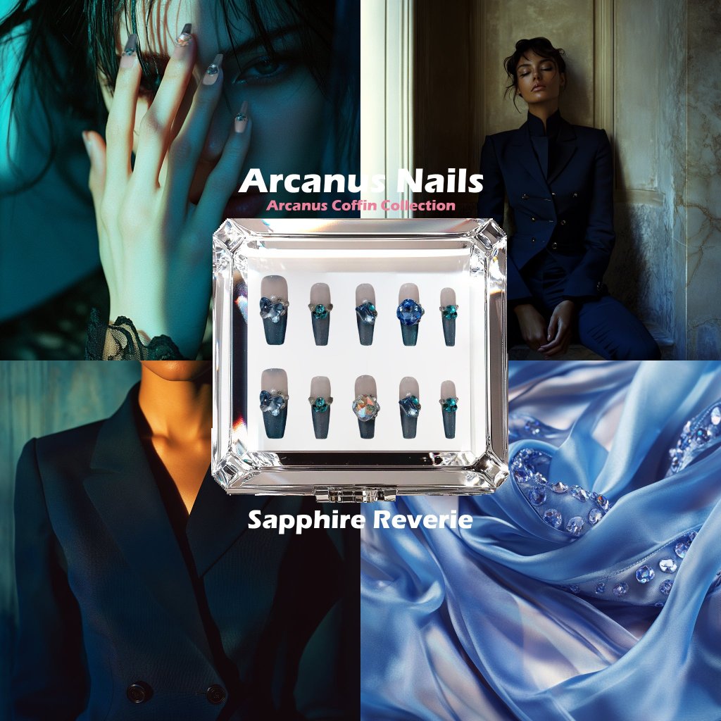 Sapphire Reverie Handmade Press On Nails - Arcanus Nails