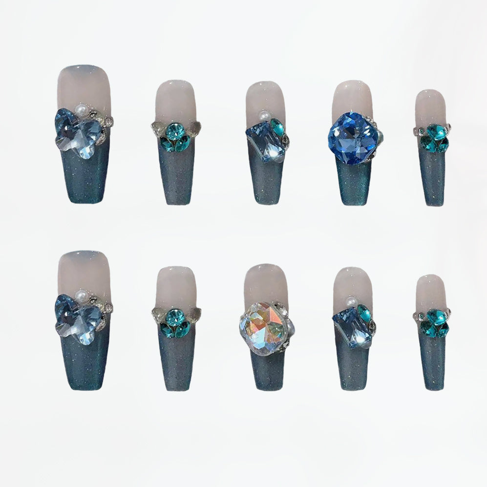 Sapphire Reverie Handmade Press On Nails - Arcanus Nails