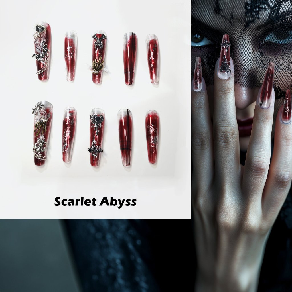 Scarlet Abyss Handmade Press On Nails - Arcanus Nails