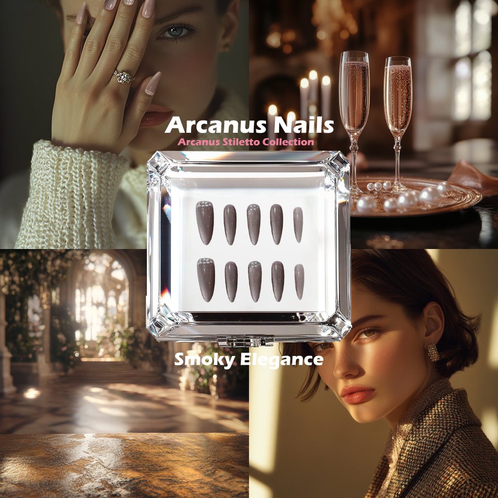 Smoky Elegance Handmade Press On Nails - Arcanus Nails