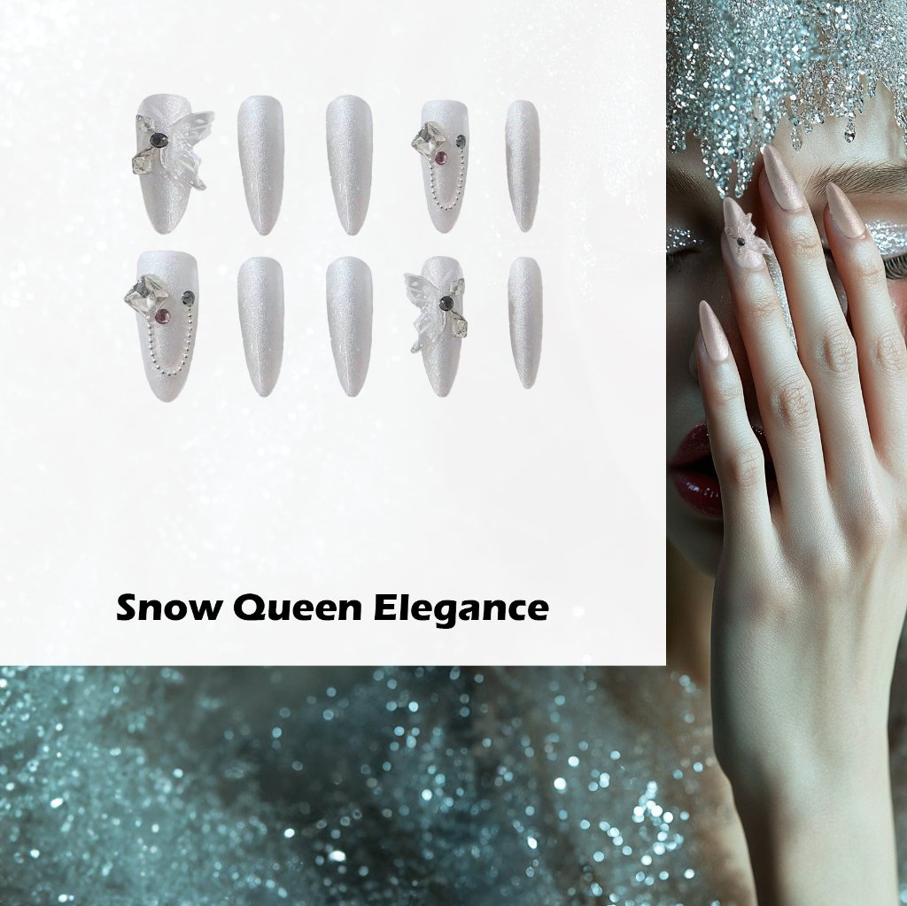 Snow Queen Elegance Handmade Press On Nails - Arcanus Nails