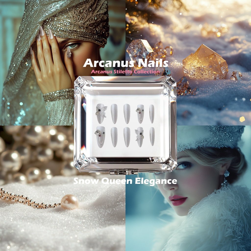 Snow Queen Elegance Handmade Press On Nails - Arcanus Nails
