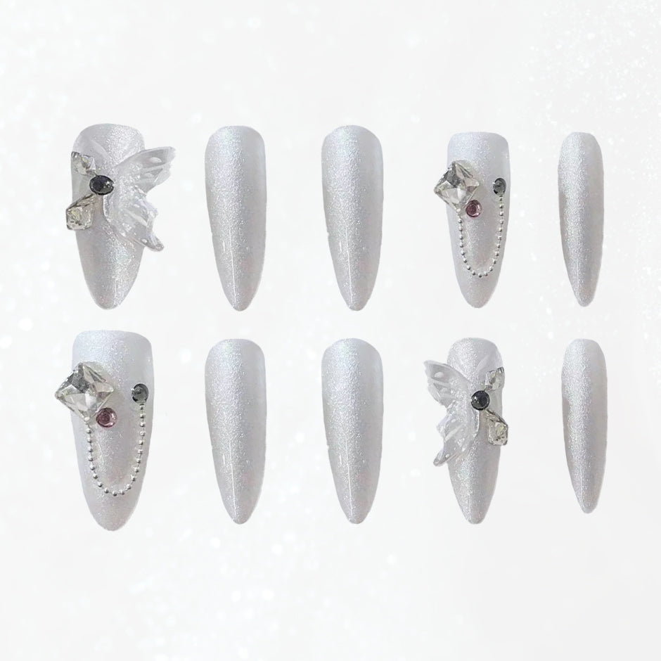 Snow Queen Elegance Handmade Press On Nails - Arcanus Nails