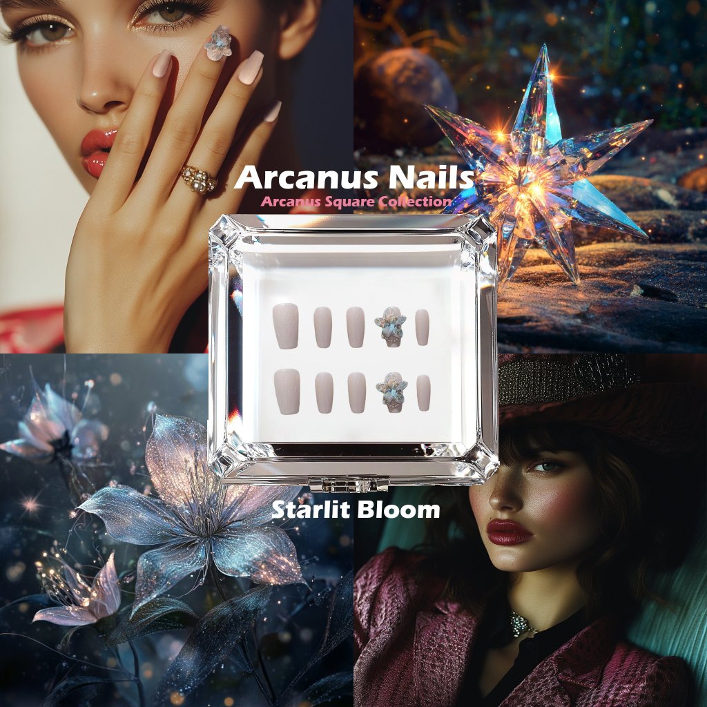 Starlit Bloom Handmade Press On Nails - Arcanus Nails