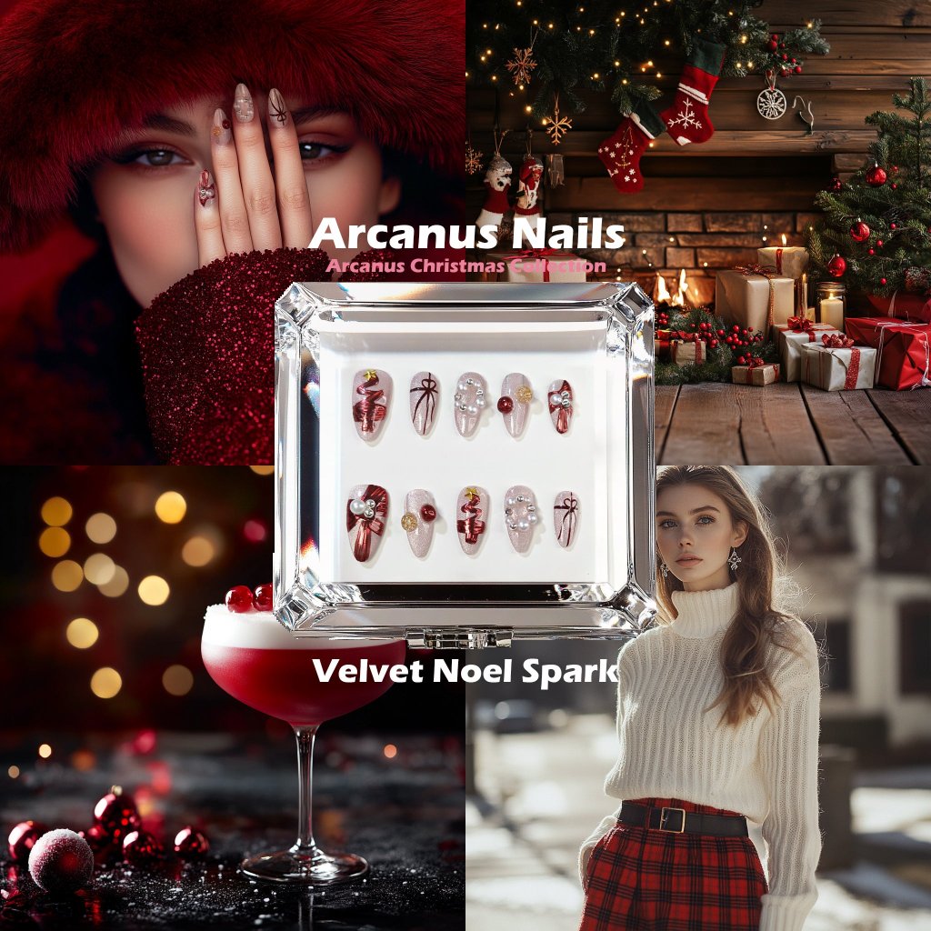 Velvet Noel Spark Handmade Press On Nails - Arcanus Nails