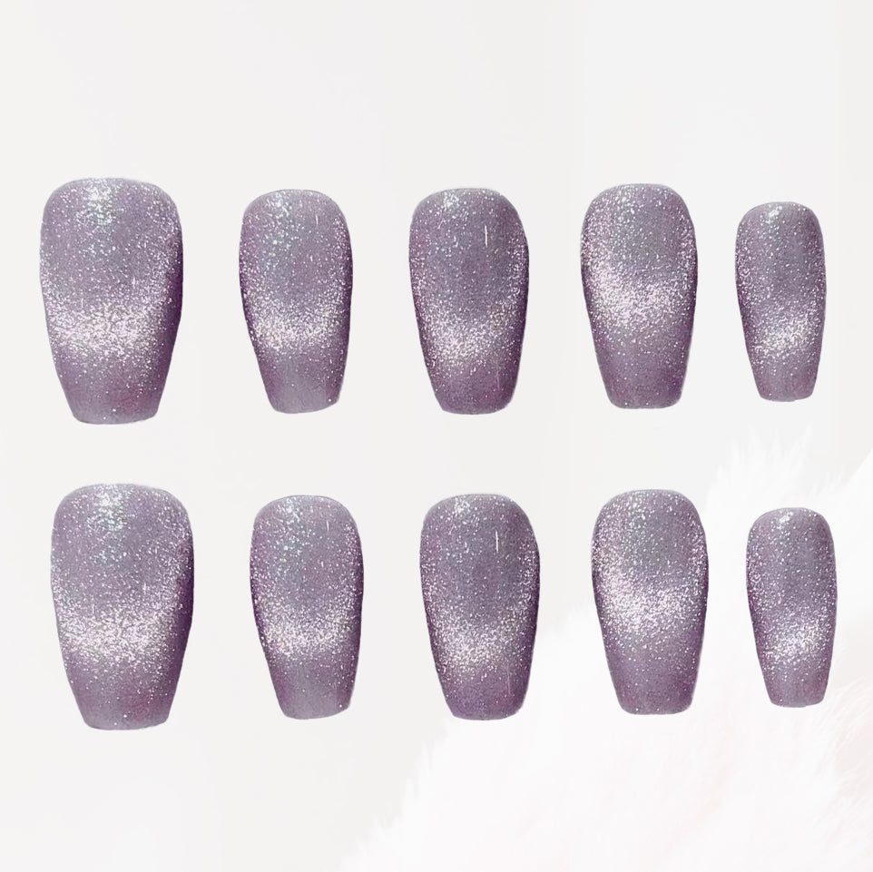 Violet Cat Eye Handmade Press On Nails - Arcanus Nails