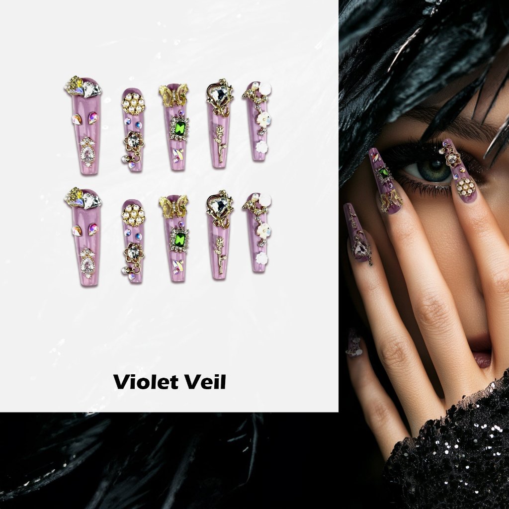 Violet Veil Handmade Press On Nails - Arcanus Nails