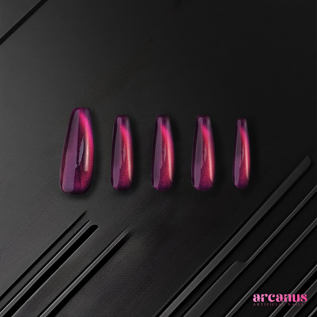 Purple Cat‘s Eye Handmade Press On Nails - Arcanus Nails