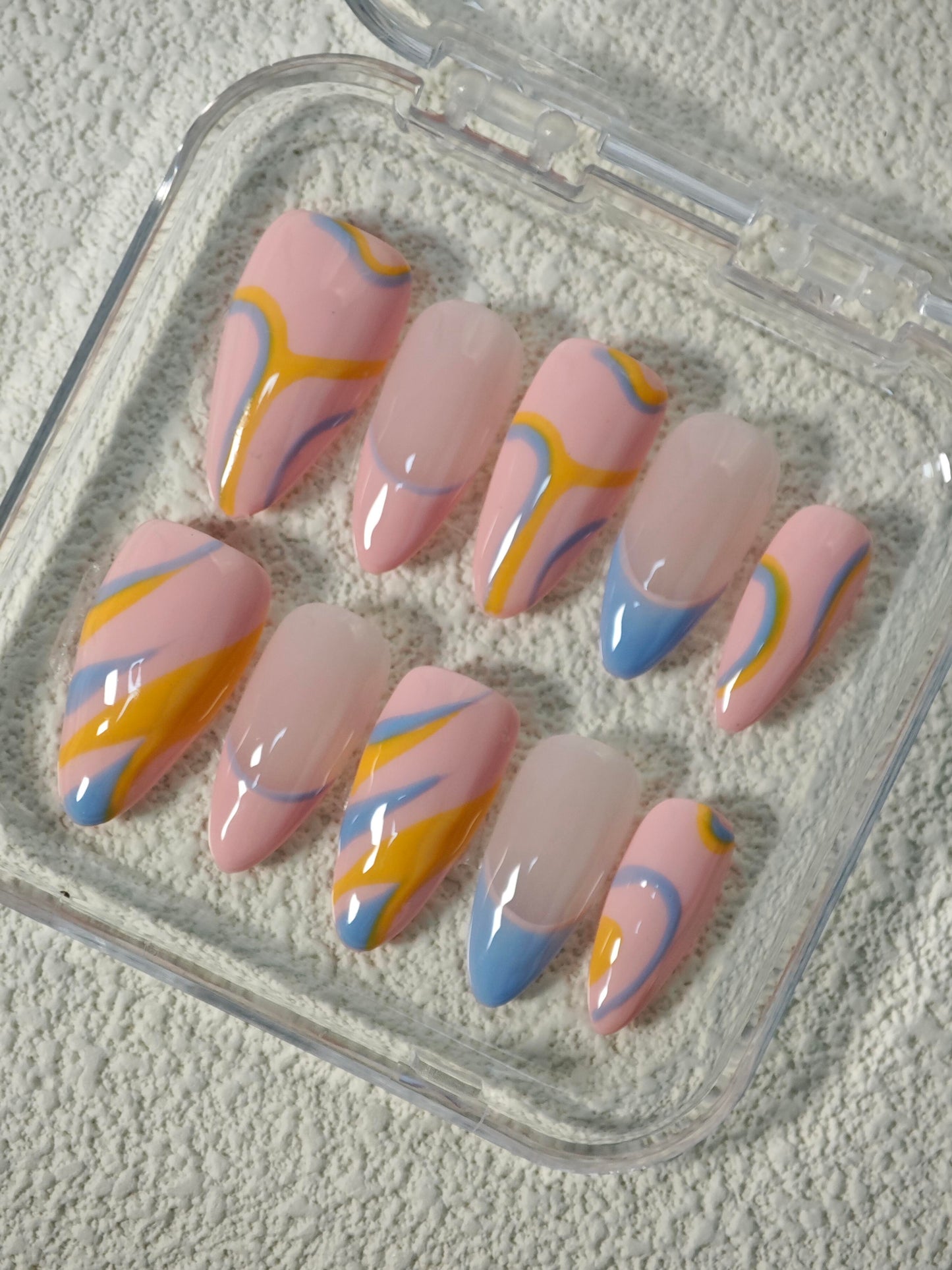 Pastel Swirl Delight Handmade Press On Nails - Arcanus Nails