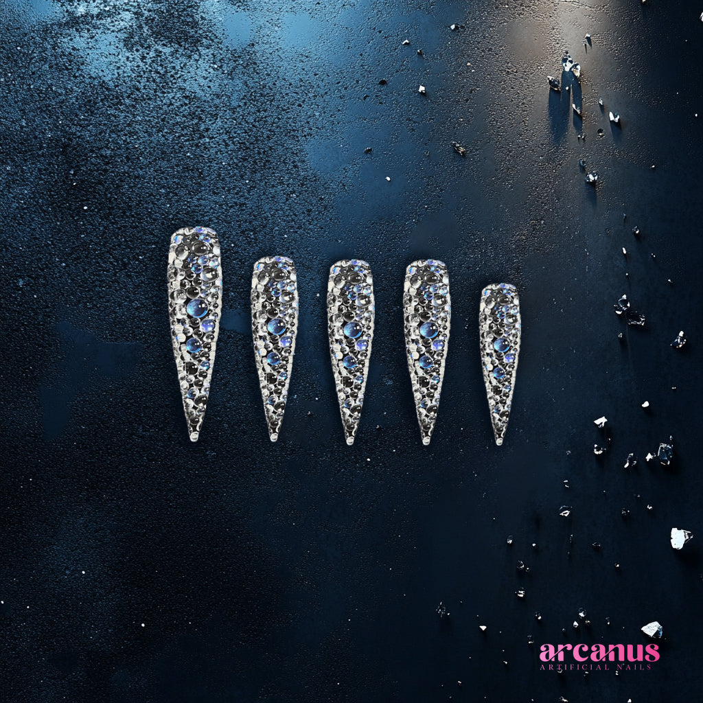 Midnight Blue Elegance Handmade Press On Nails - Arcanus Nails
