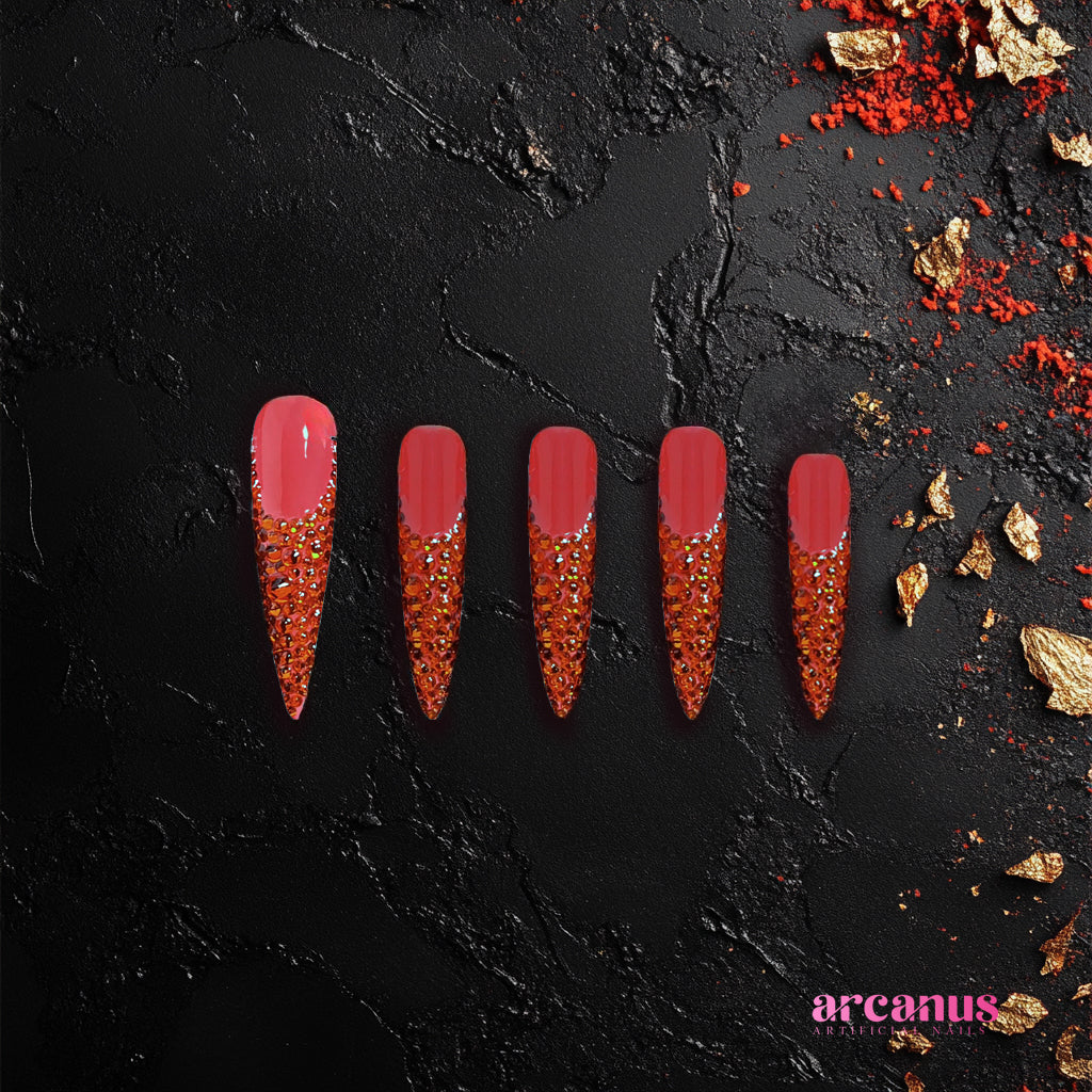 Fiery Red Passion Handmade Press On Nails - Arcanus Nails