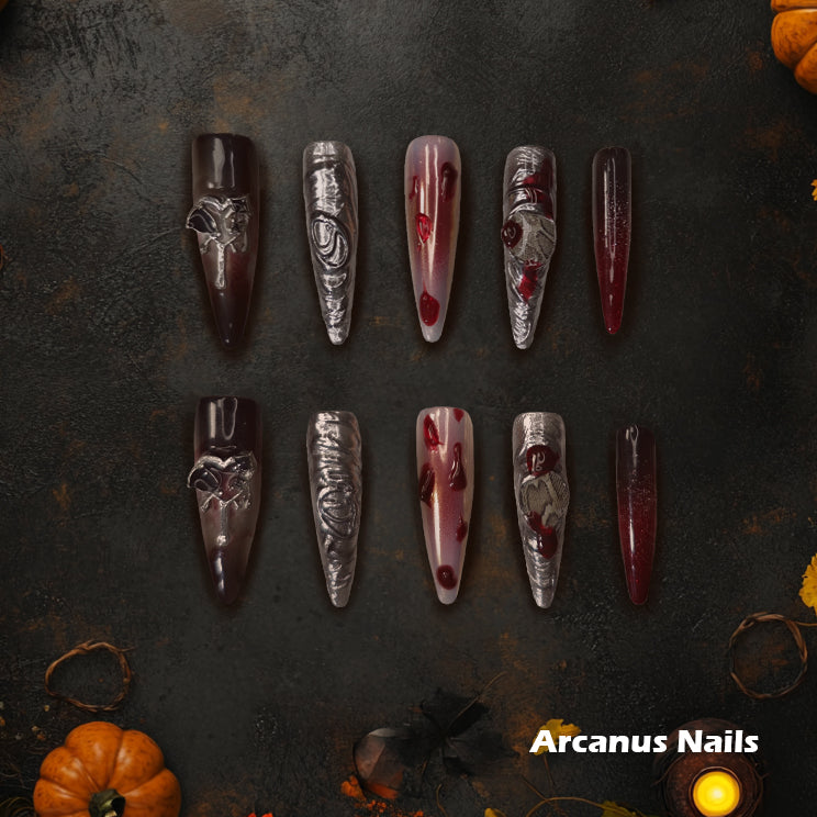 Vampire's Embrance Handmade Press On Nails - Arcanus Nails
