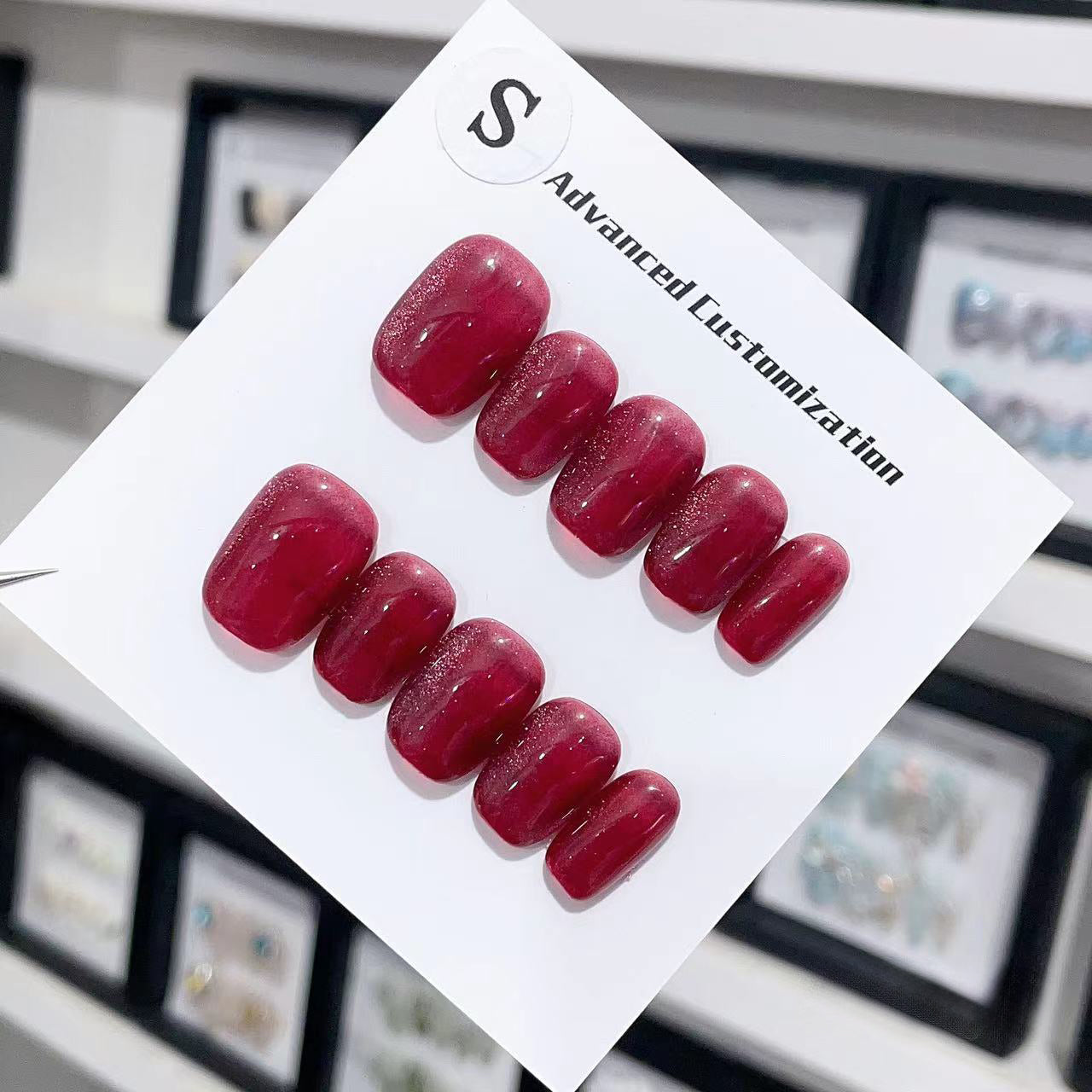 Ruby Cat Eye Handmade Press On Nails - Arcanus Nails