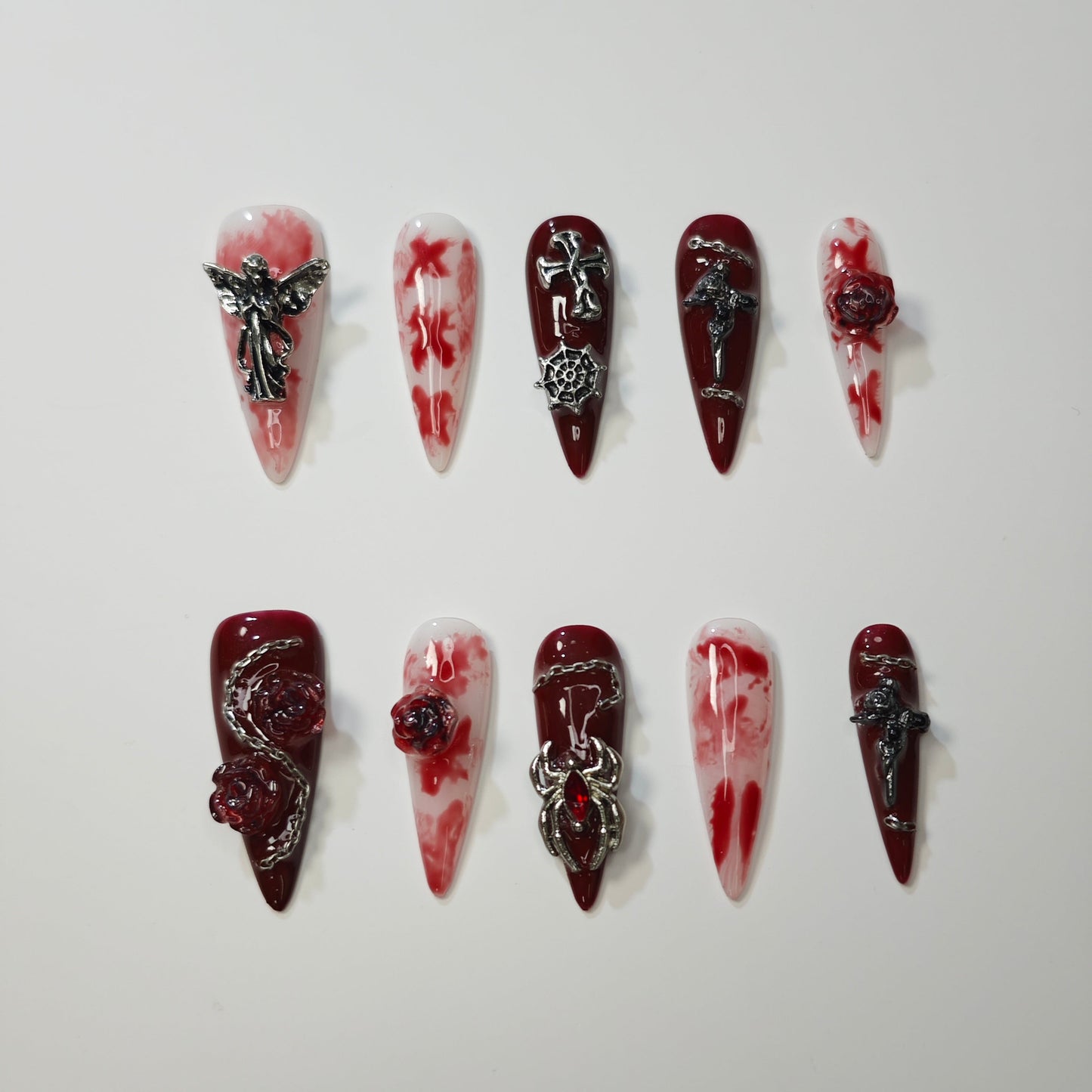 Crimson Curse Handmade Press On Nails - Arcanus Nails