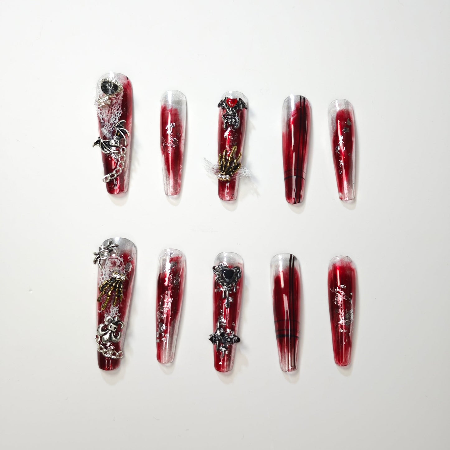 Scarlet Abyss Handmade Press On Nails - Arcanus Nails