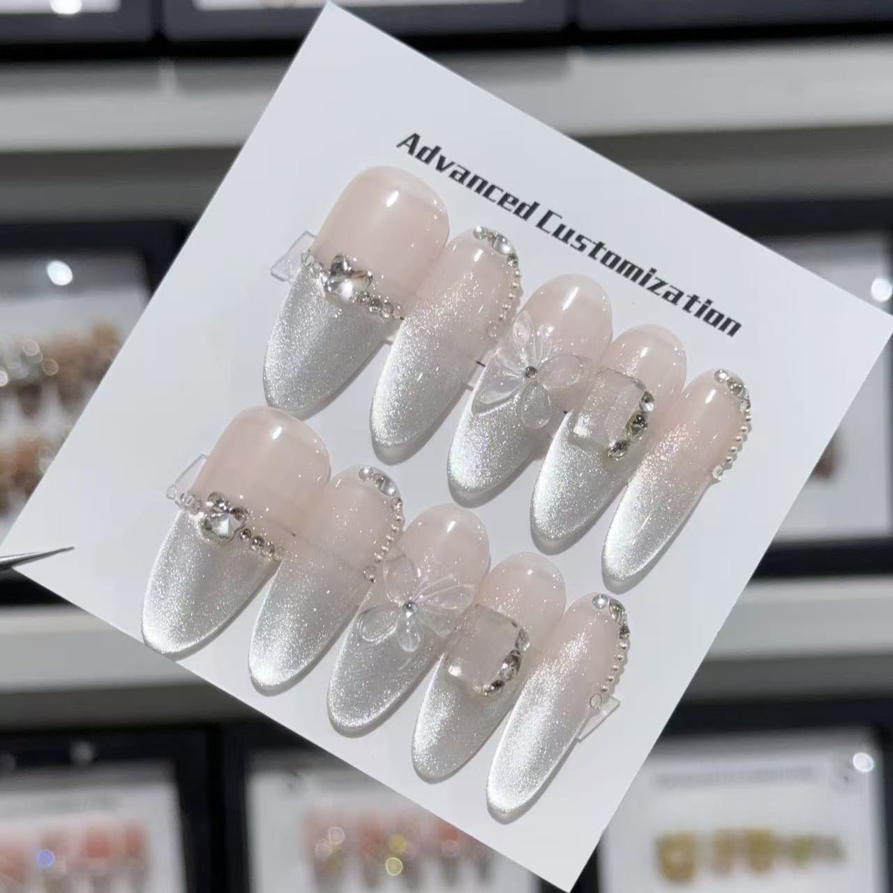 Crystal Petals Handmade Press On Nails - Arcanus Nails