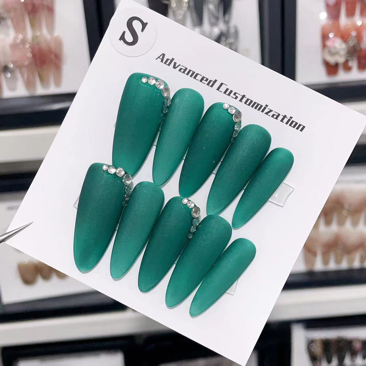 Emerald Luxe Handmade Press On Nails - Arcanus Nails