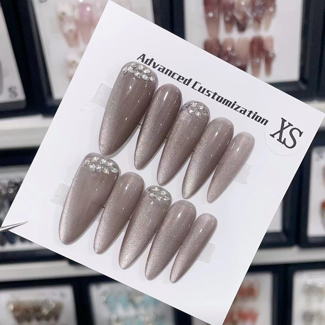 Smoky Elegance Handmade Press On Nails - Arcanus Nails