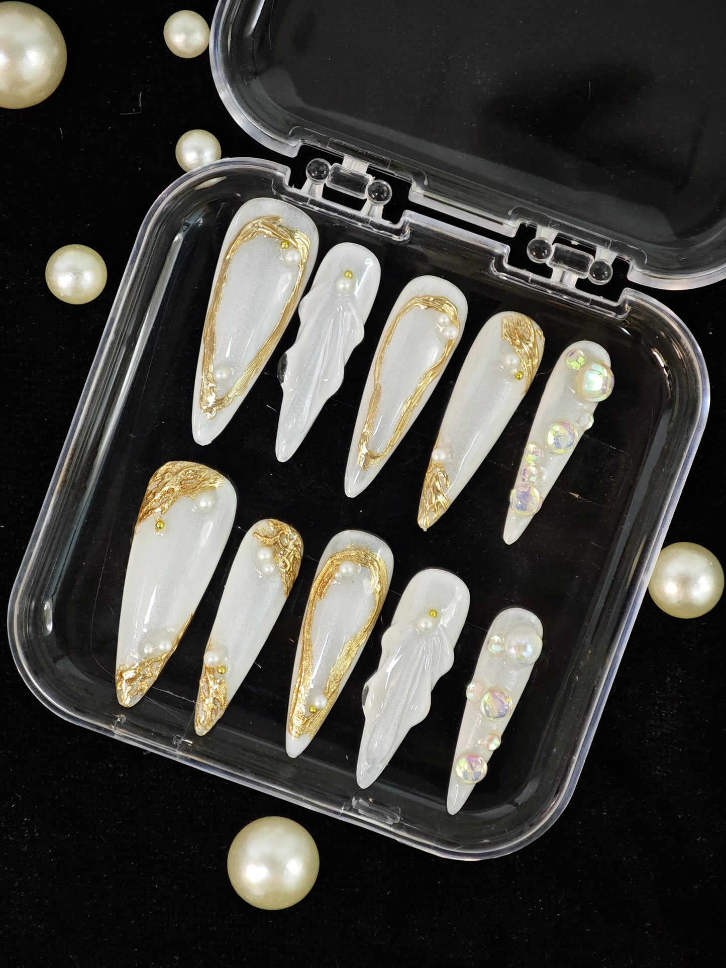 Pearl Elegance Handmade Press On Nails - Arcanus Nails