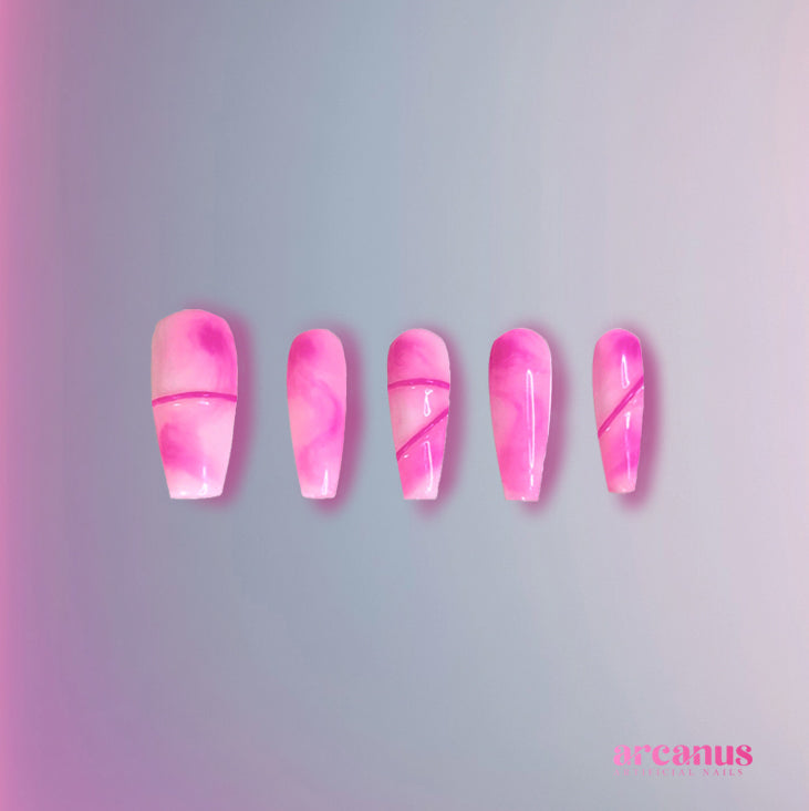 Pink Marble Mist Handmade Press On Nails - Arcanus Nails