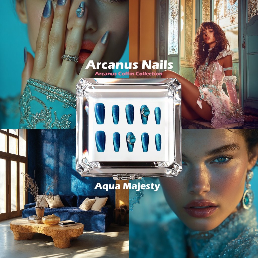 Aqua Majesty Handmade Press On Nails - Arcanus Nails
