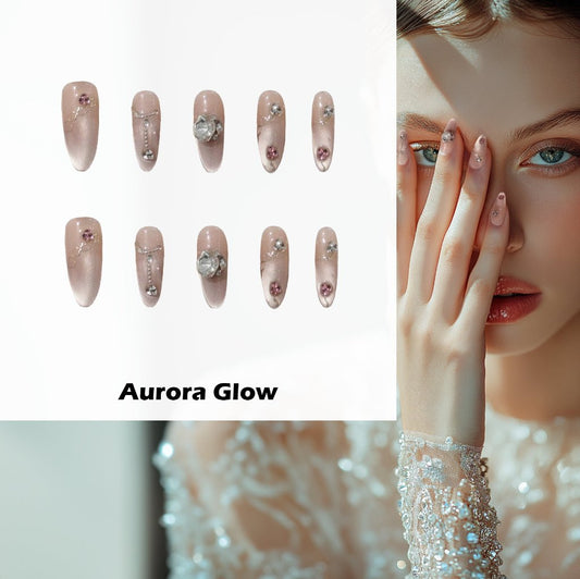 Aurora Glow Handmade Press On Nails - Arcanus Nails