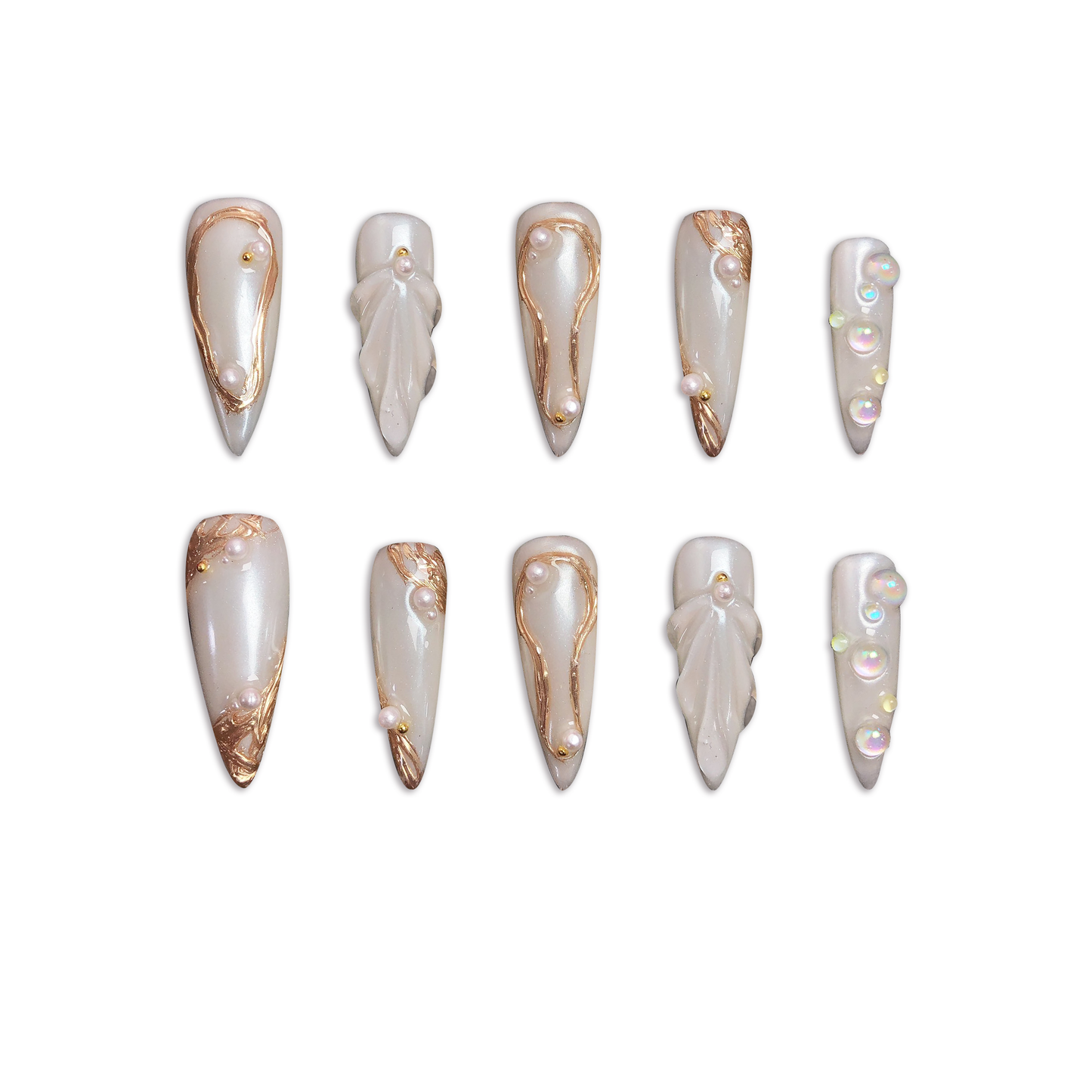 Pearl Elegance Handmade Press On Nails - Arcanus Nails