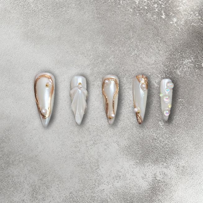 Pearl Elegance Handmade Press On Nails - Arcanus Nails