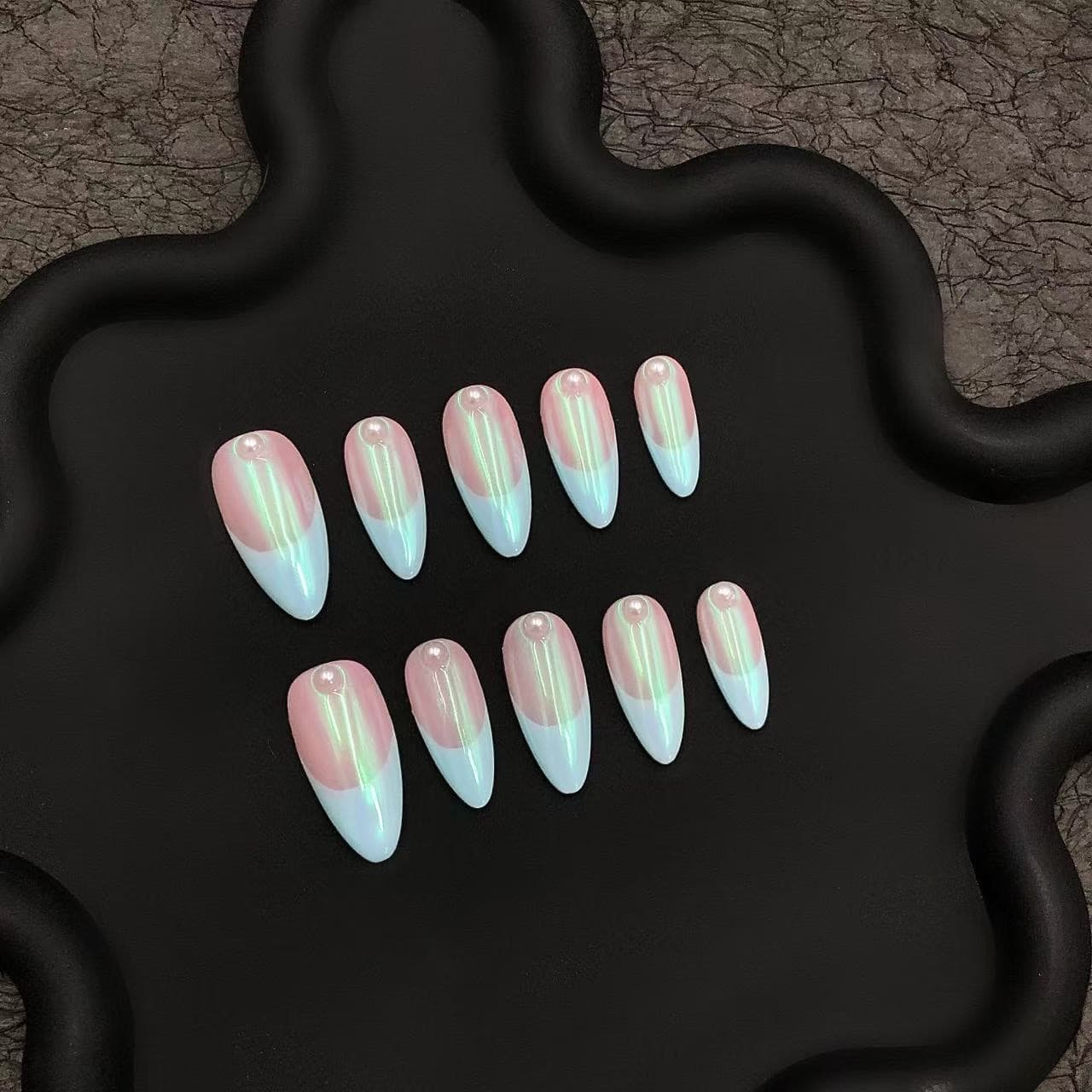 Iridescent Blossom Handmade Press On Nails - Arcanus Nails